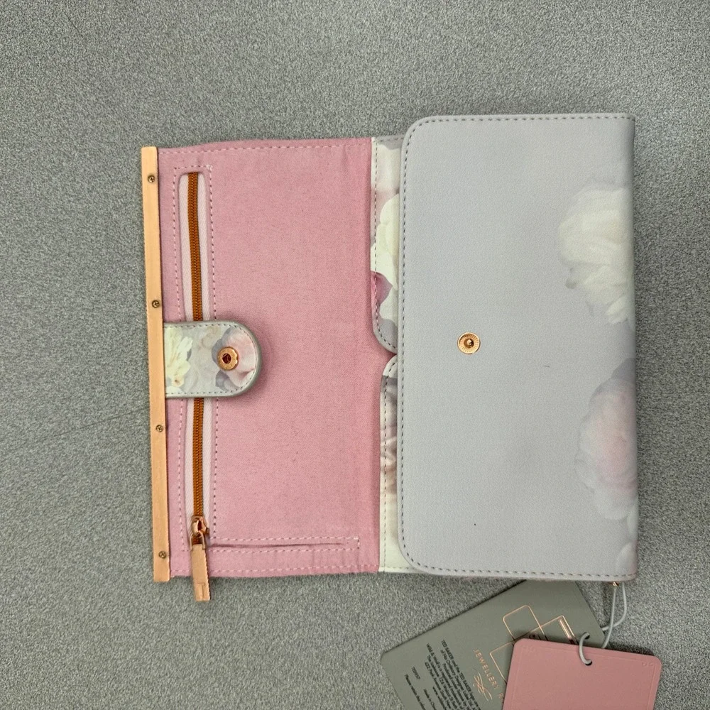 Ted Baker Jewellery Roll Womens OS Grey Floral Print Travel Organizer Case NWT